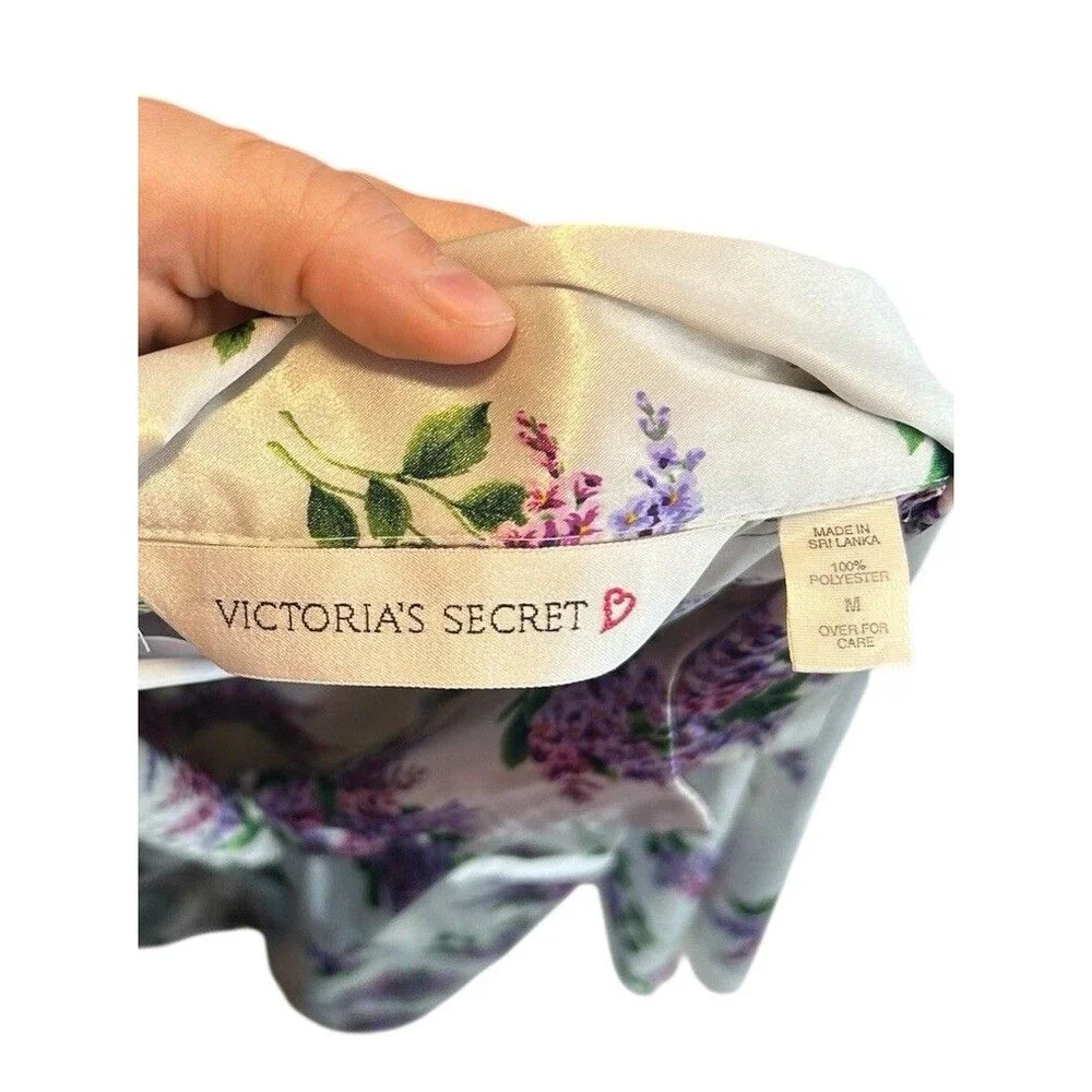 Victoria Secret Satin Floral Pajama Set Size Medium